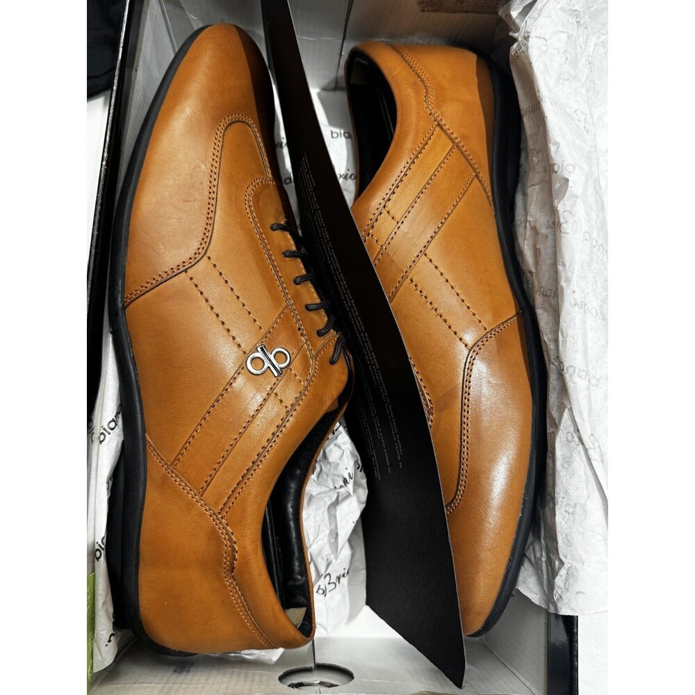 BB Bianco Brioni Mens 13 Tan Euro Feel Real Leather Casual Fashion Sneaker Shoes